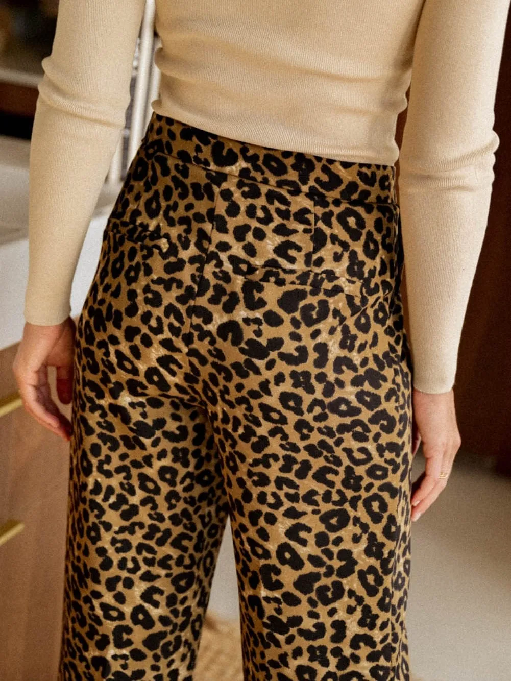 Animal Print Wide Leg Trousers