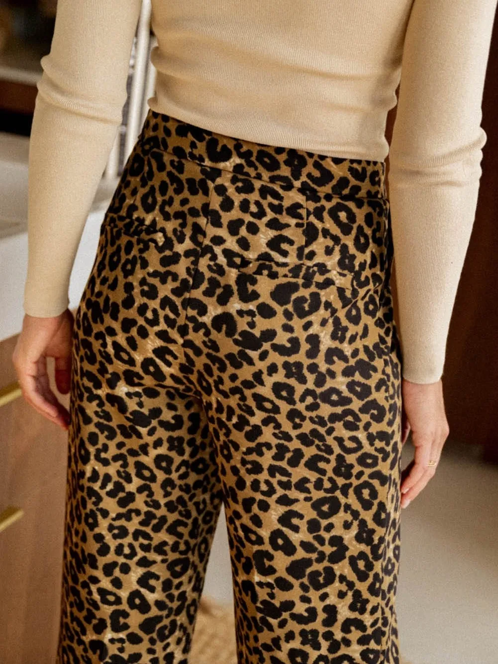 Animal Print Wide Leg Trousers