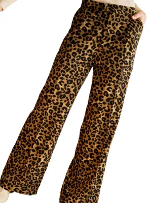 Animal Print Wide Leg Trousers