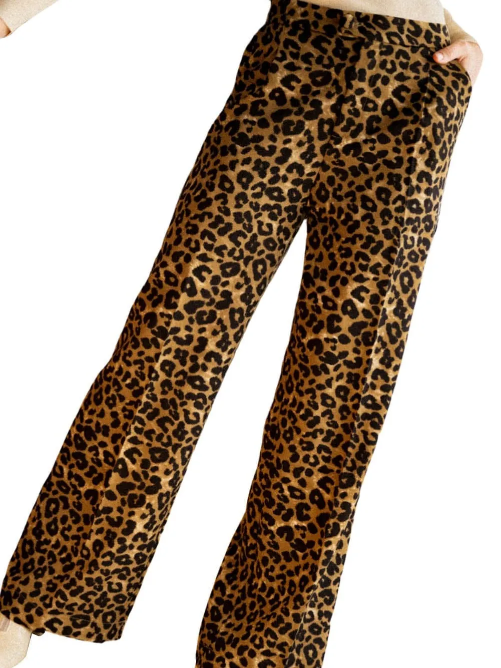 Animal Print Wide Leg Trousers