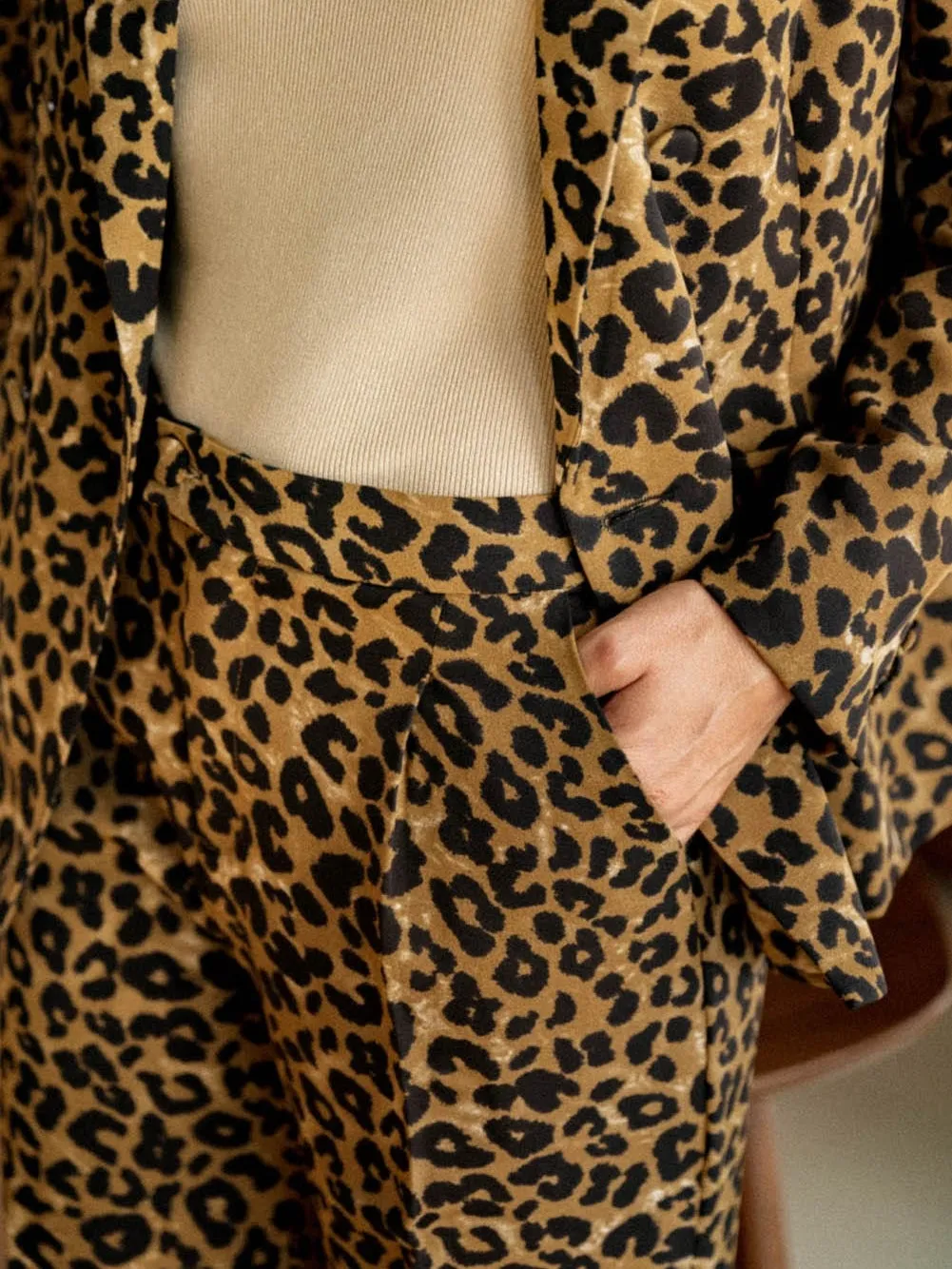 Animal Print Wide Leg Trousers