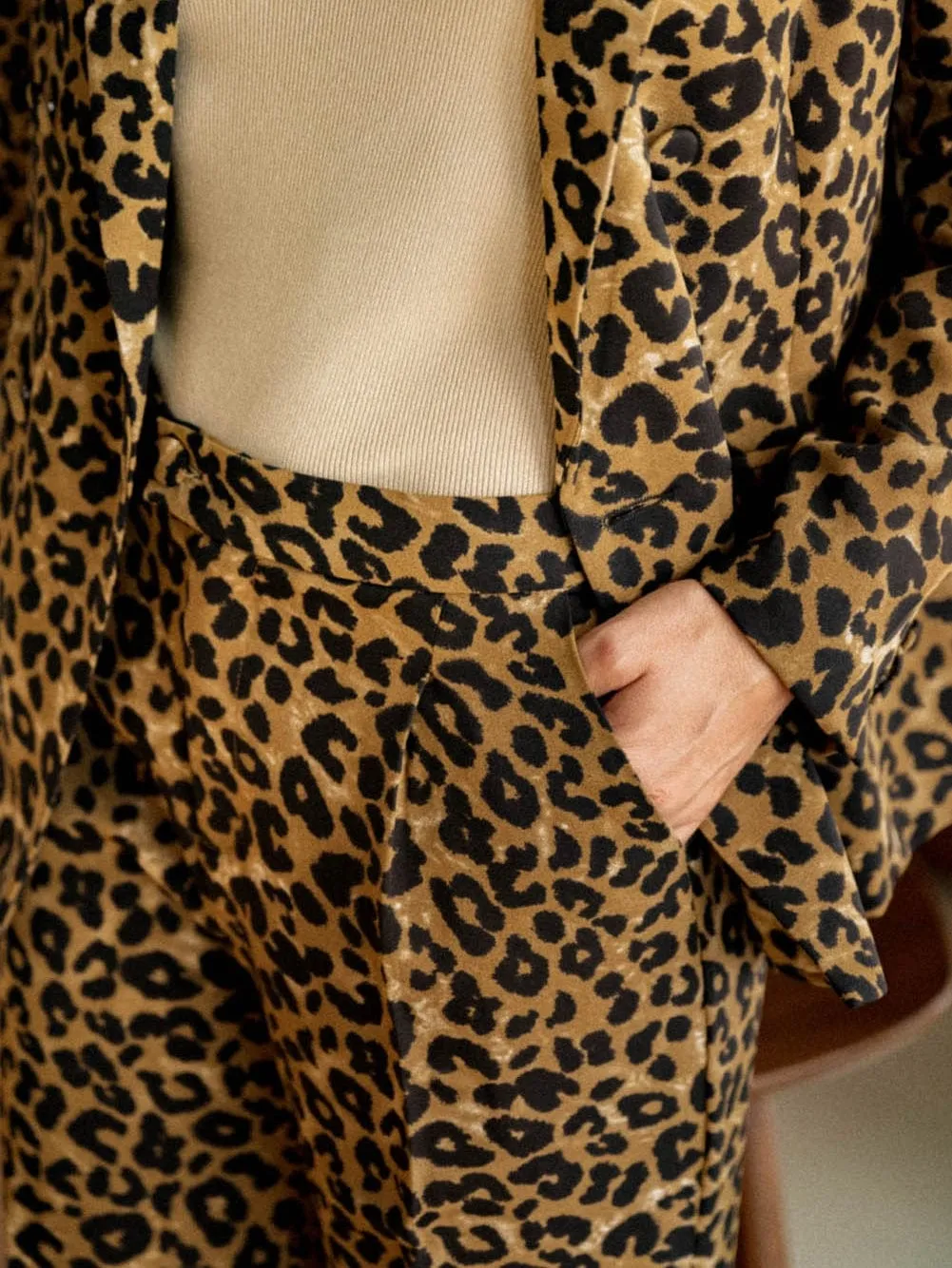 Animal Print Wide Leg Trousers