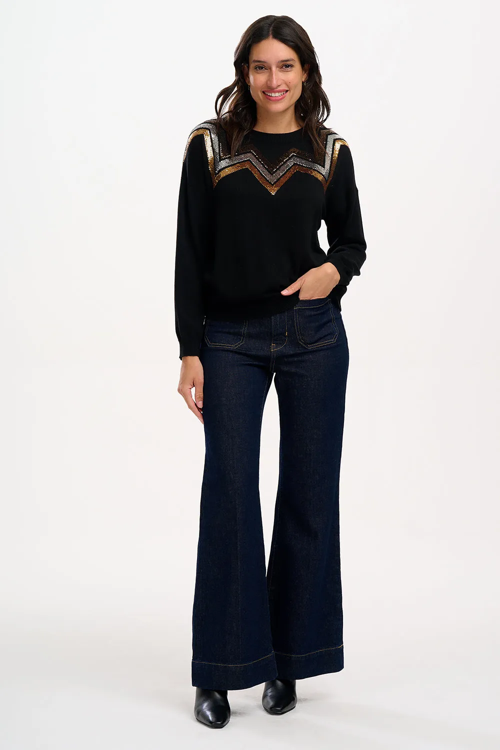 Anjali Sequin Jumper - Black