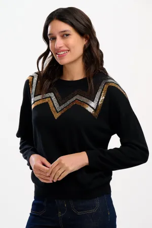 Anjali Sequin Jumper - Black