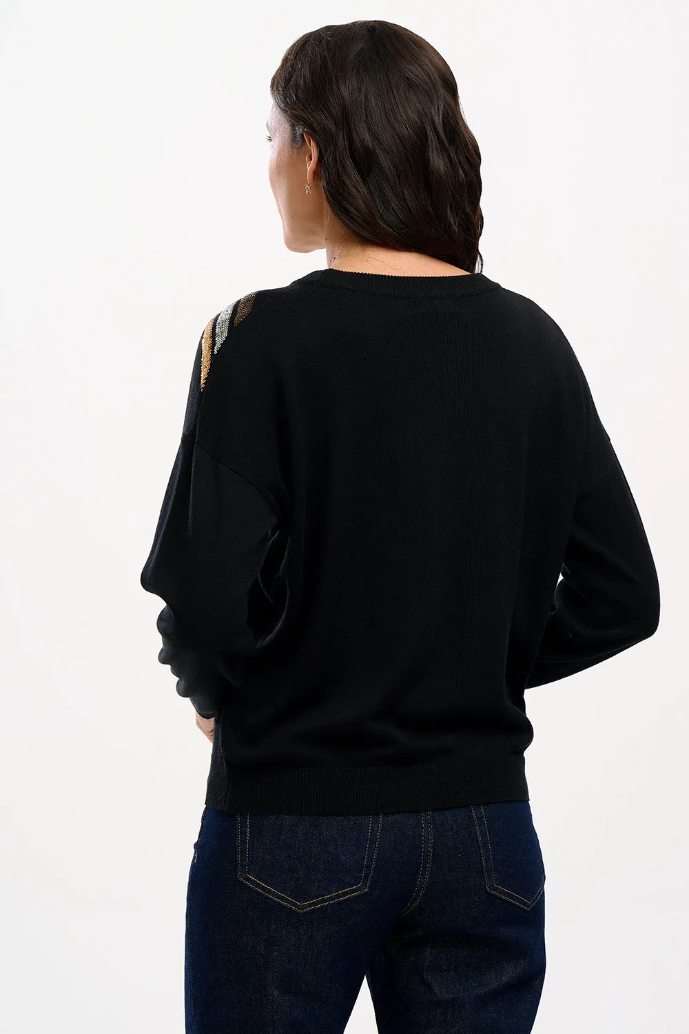 Anjali Sequin Jumper - Black
