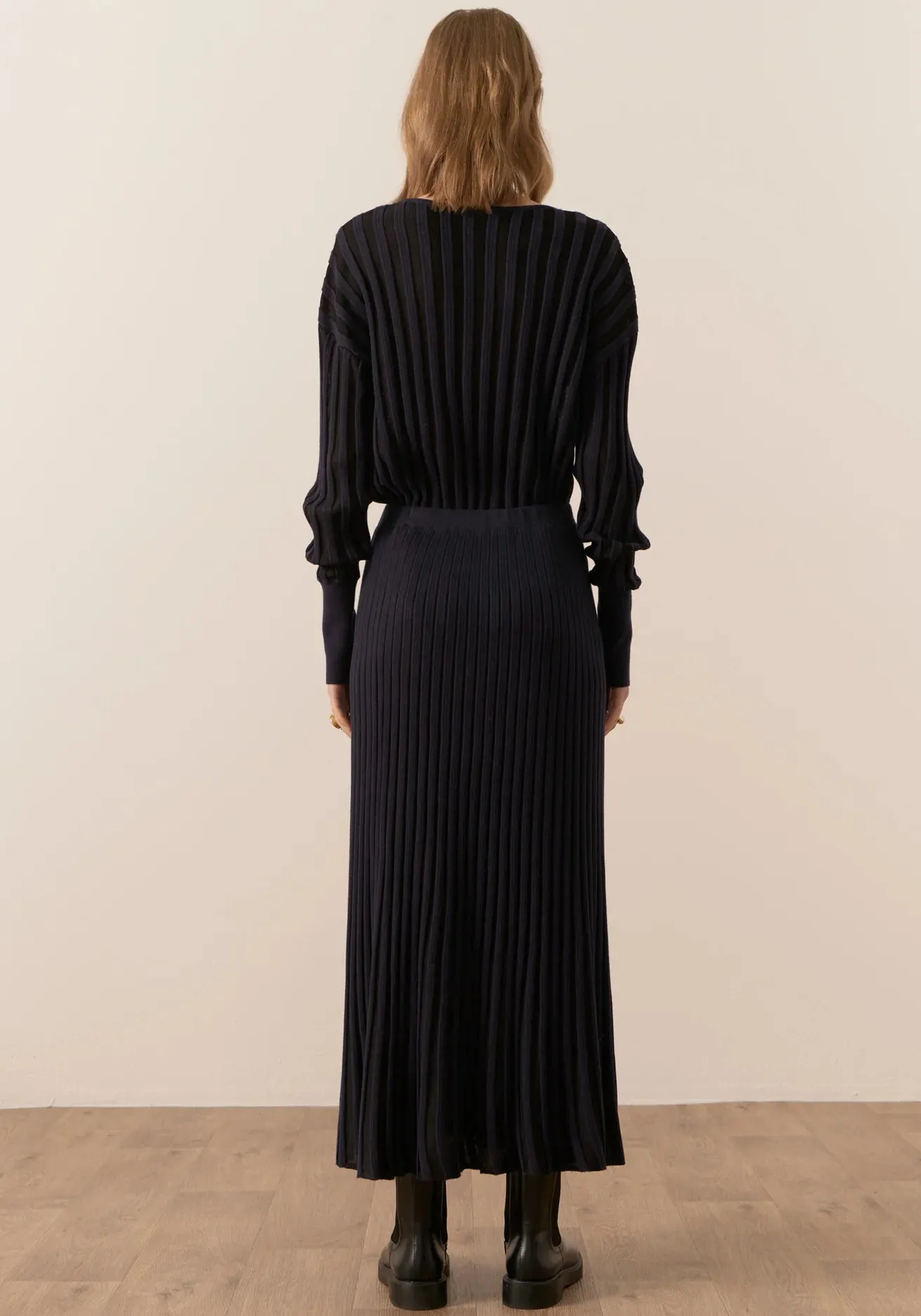 Atrium Ribbed Top | Ink / Black