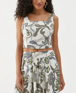 Batik Print Square Neck Top