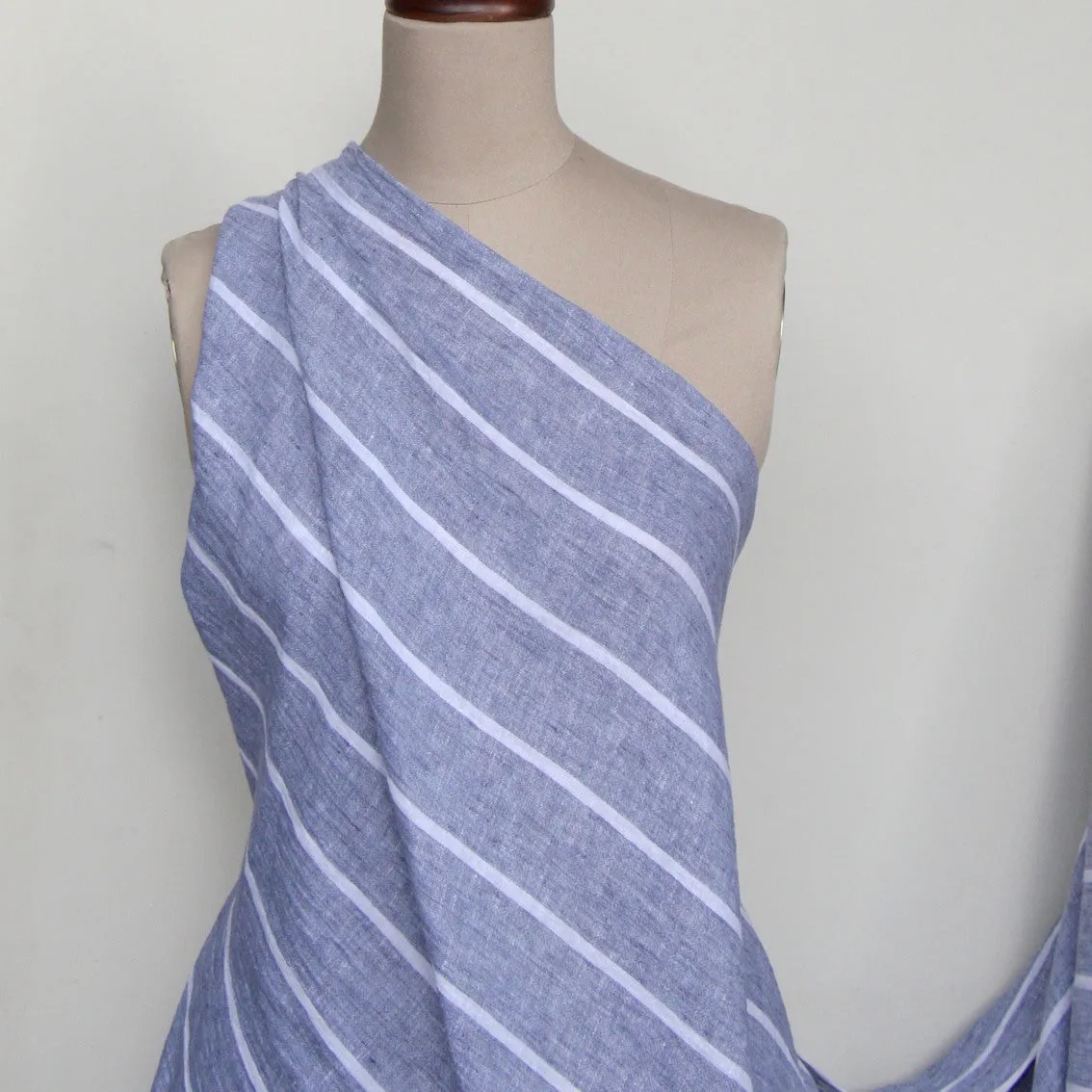 Big Stripe Navy Linen