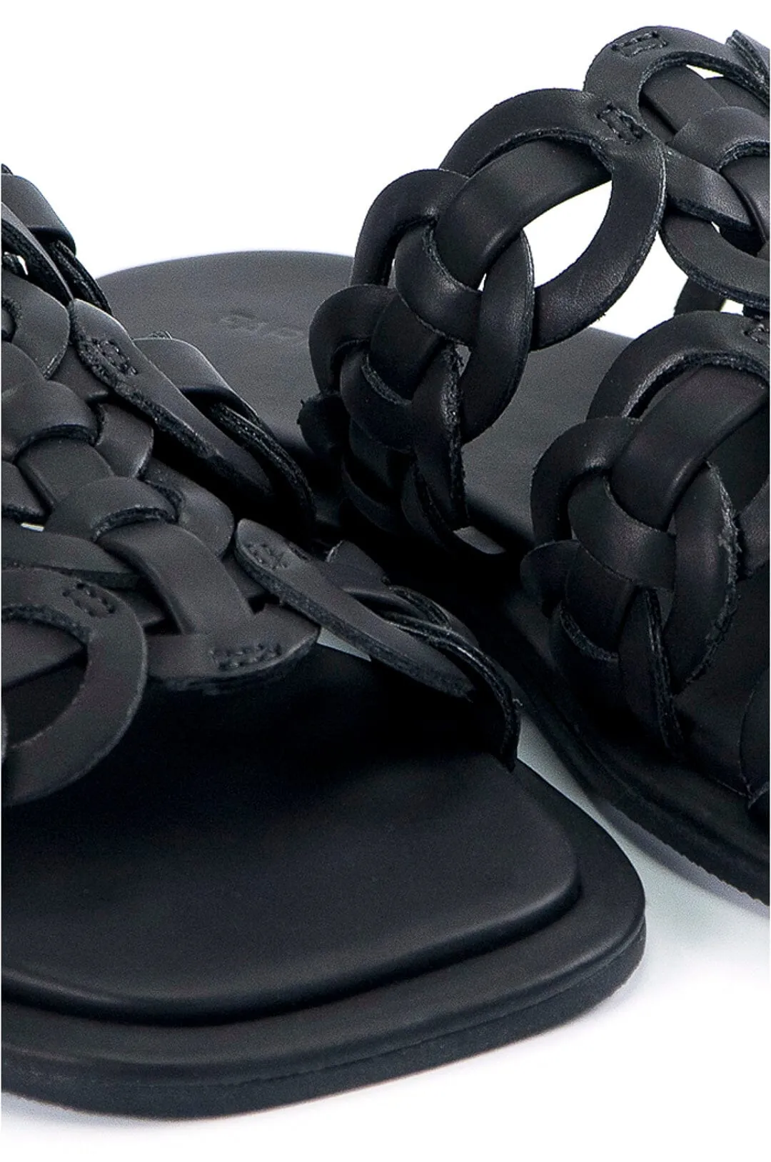 Black Circles Flat Sandal