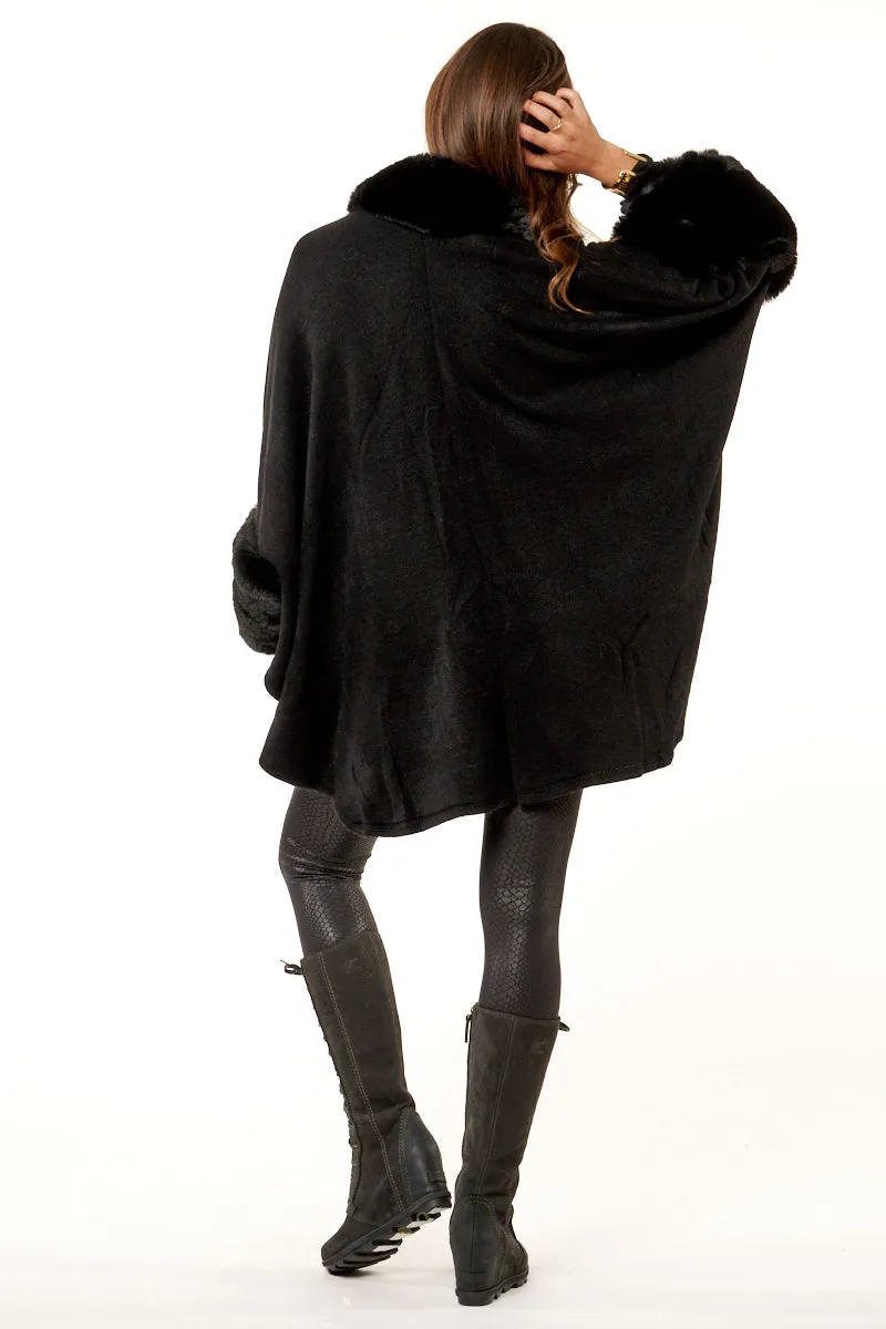 Black Deluxe Cuddle Faux Fur Wrap