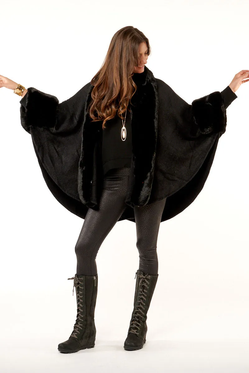 Black Deluxe Cuddle Faux Fur Wrap