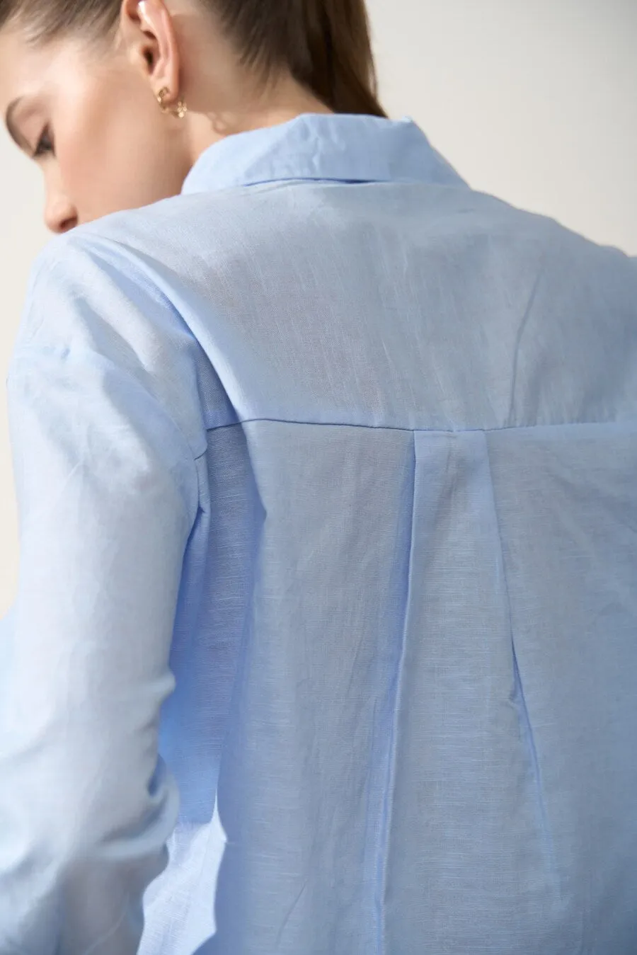 Blue Linen Blend Shirt