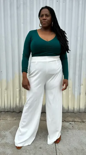 Boohoo White Wide Leg Trousers, Size 16