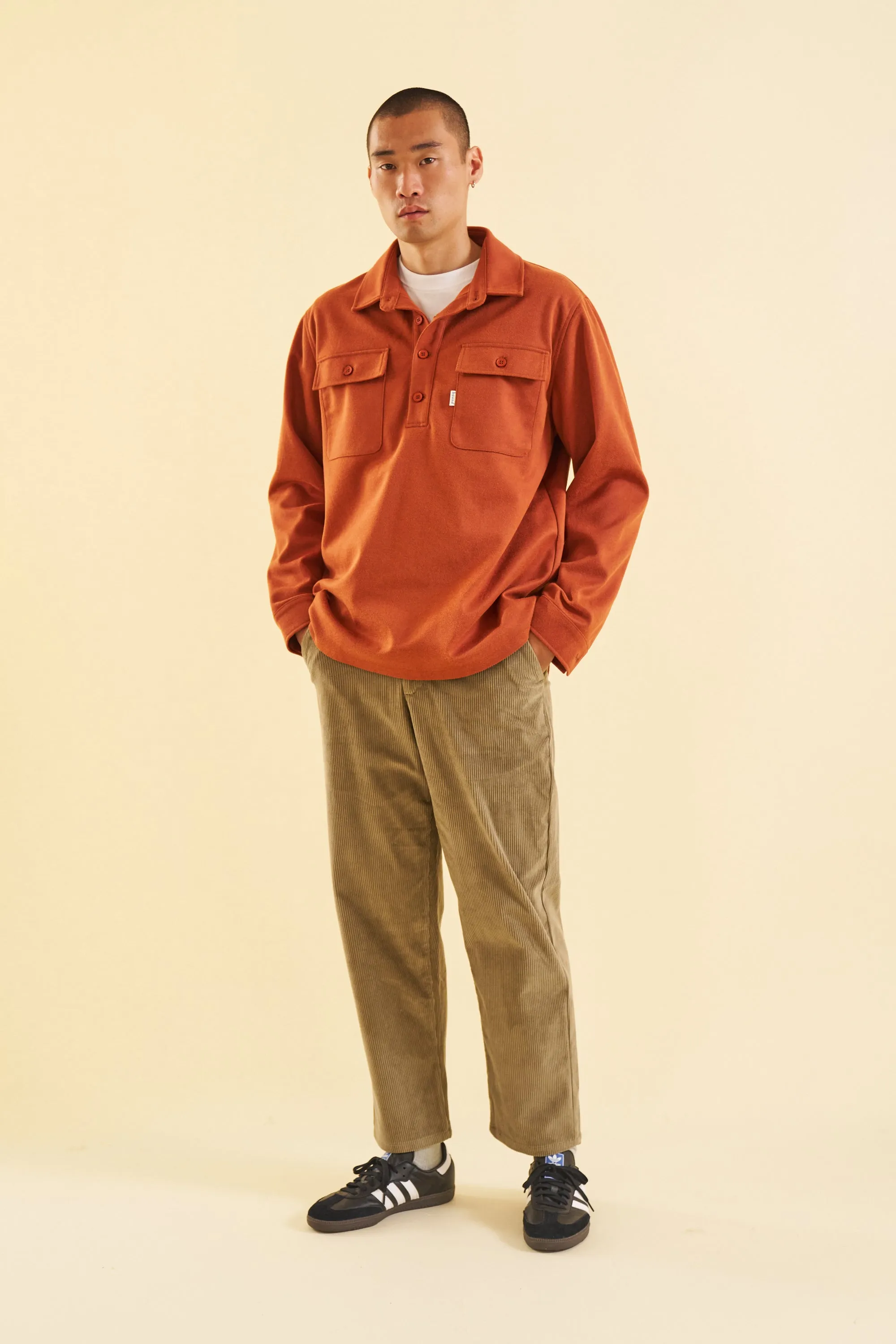 bound Burnt Orange Work Pullover
