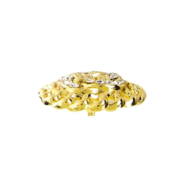 Circular Border Design with Diamond Accents Metal Buttons (8 Small   6 Big)