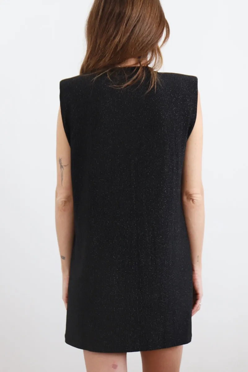 ELLIA - padded shoulders dress / black