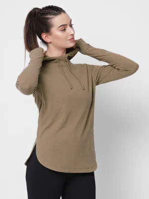 Fitkin women brown warm longsleeve hooded top