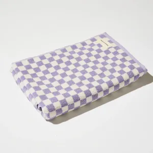 House of Nunu Bath Towel Lilac Purple Checks