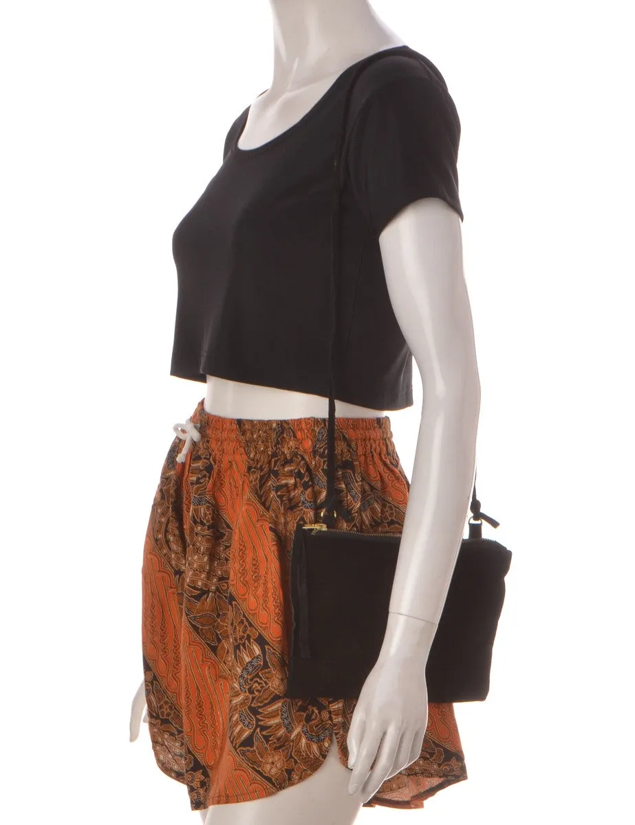 Label Curved Hem Floral Summer Shorts
