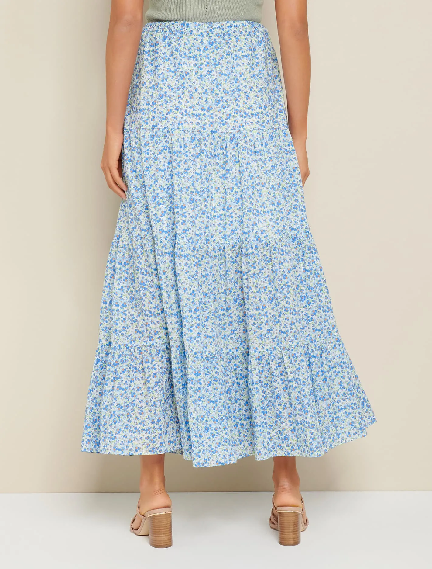 Lenora Tiered Cotton Midi Skirt
