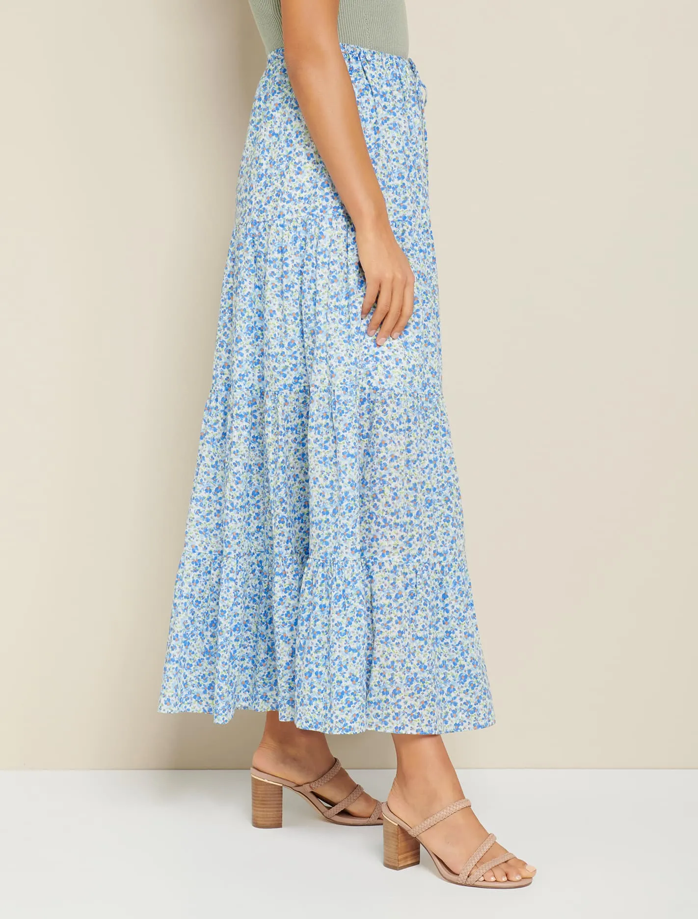 Lenora Tiered Cotton Midi Skirt