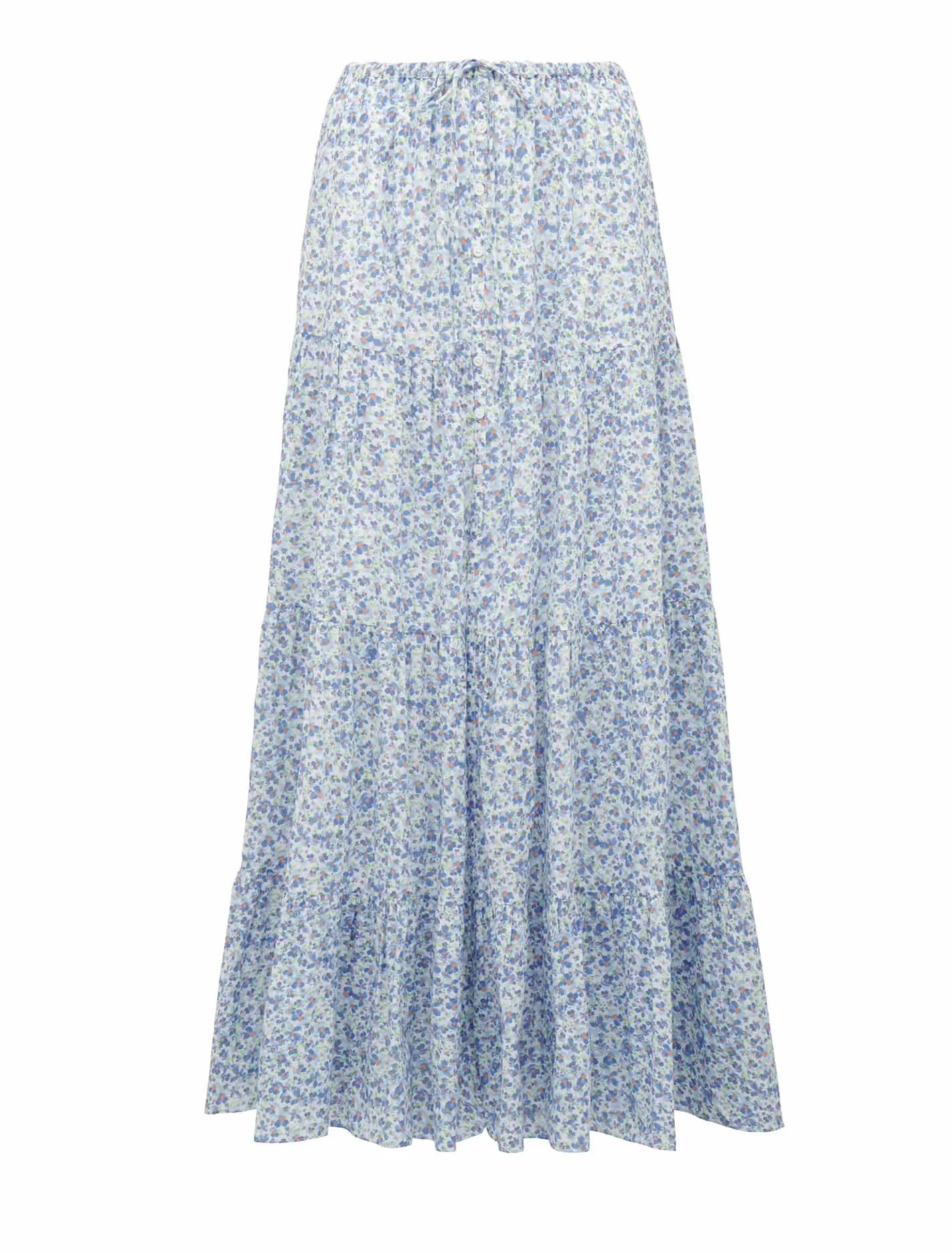 Lenora Tiered Cotton Midi Skirt