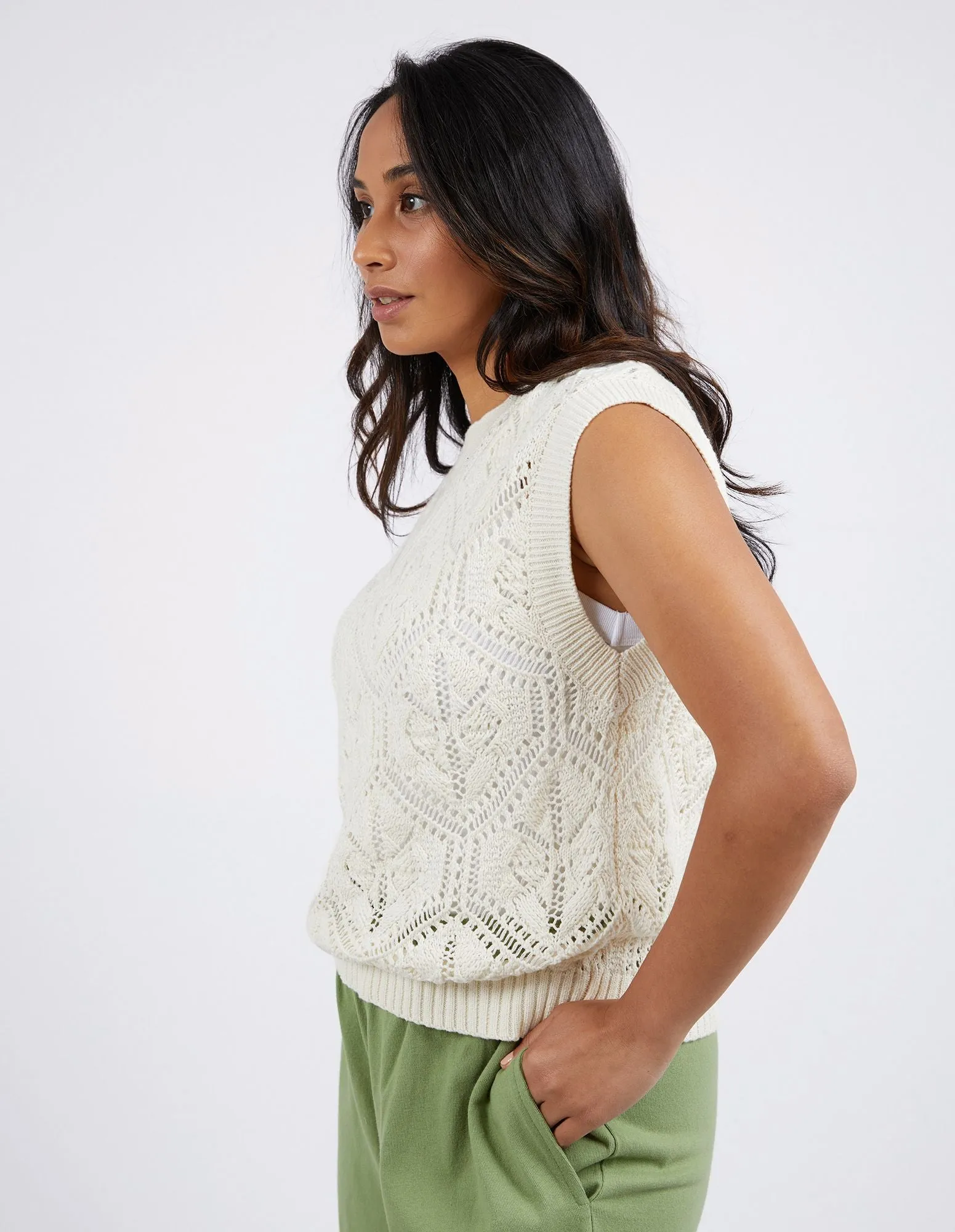 Luna Knit Vest _ Vintage White