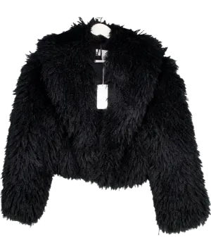 M&S Black X Sienna Miller Faux Fur Coat UK 10