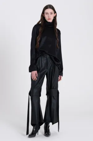 OLIVE LEATHER TROUSERS