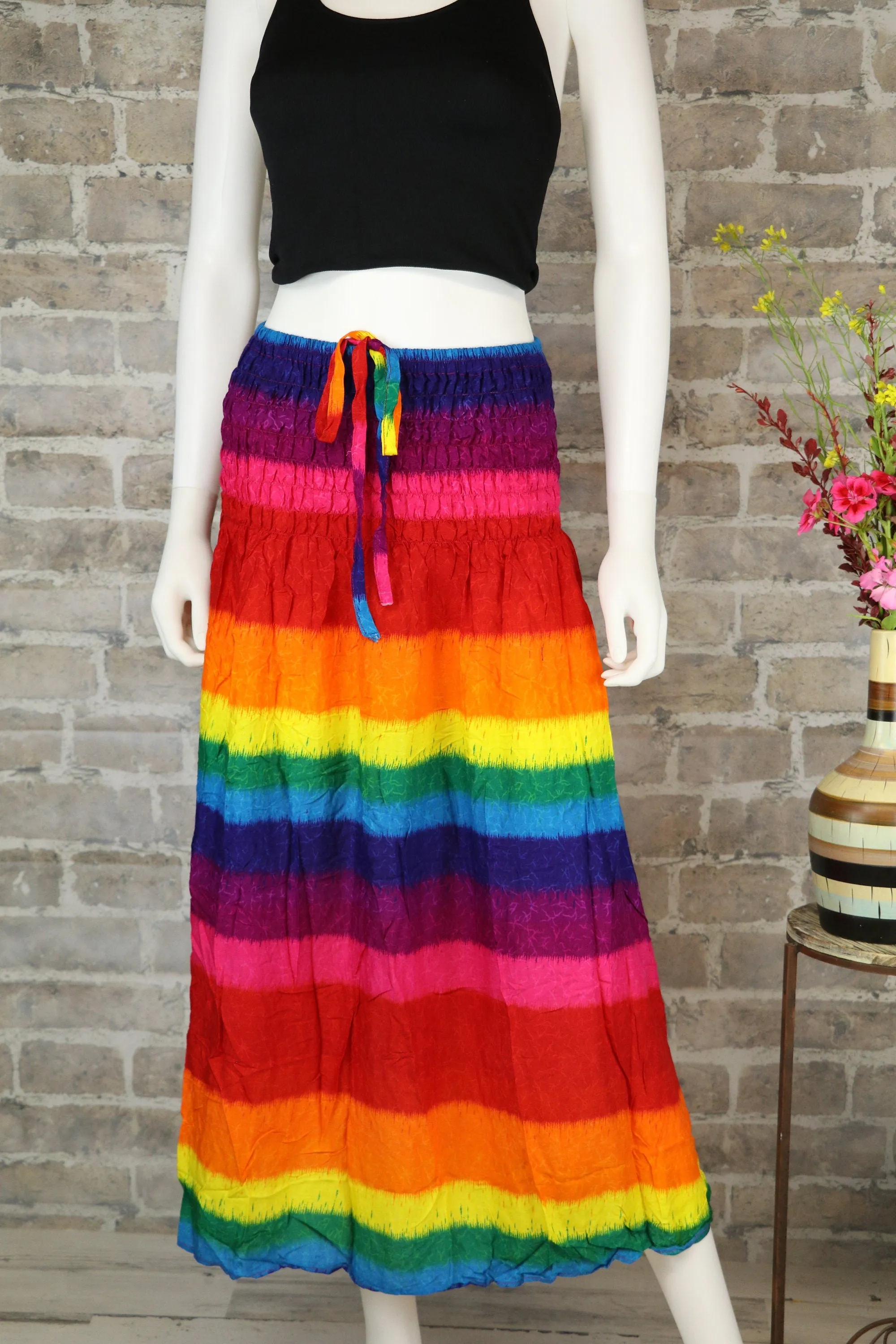 Rainbow Dress Maxi Skirts Boho Hippie Bohemian handmade Wrap Skirt Beach Long Skirt