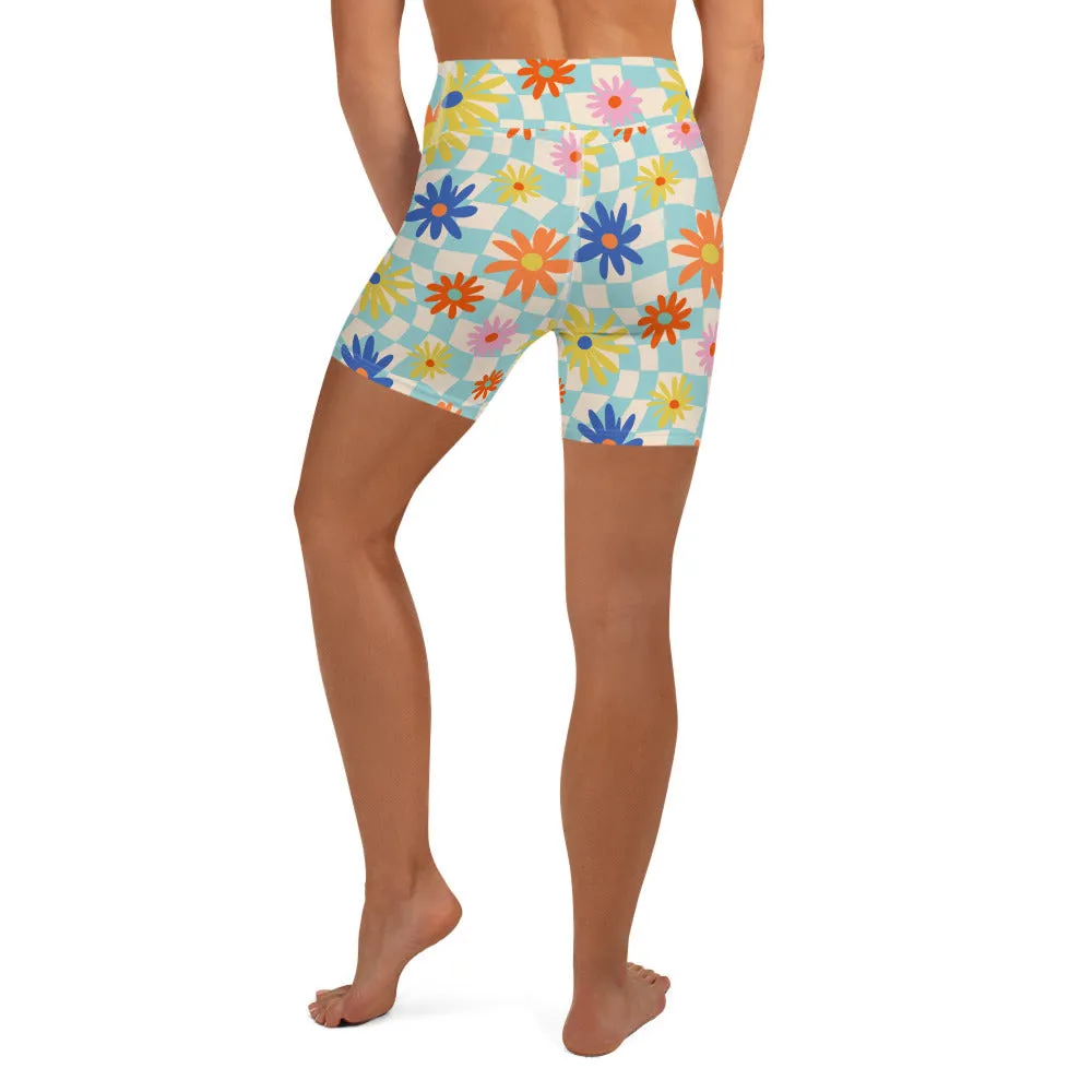 Retro Daisy Yoga Shorts