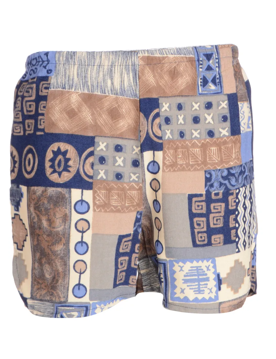 Reworked Curved Hem Geometric Summer Shorts - W26