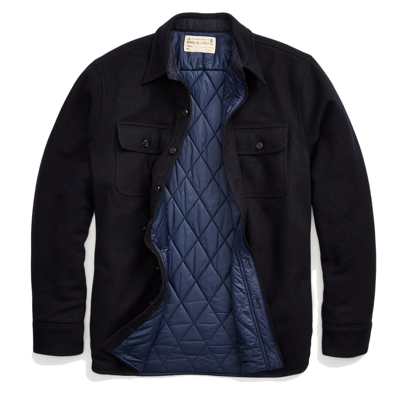 RRL by Ralph Lauren Quilted Wool Melton Overshirt Navy / Blue