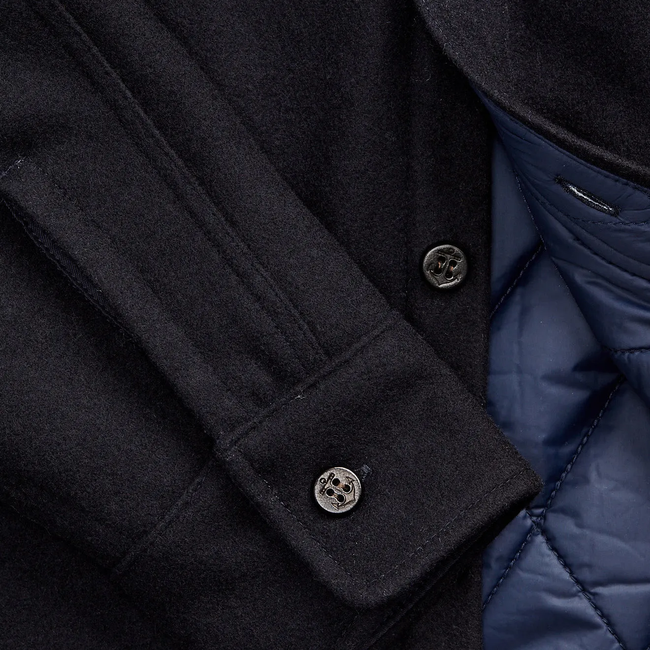 RRL by Ralph Lauren Quilted Wool Melton Overshirt Navy / Blue