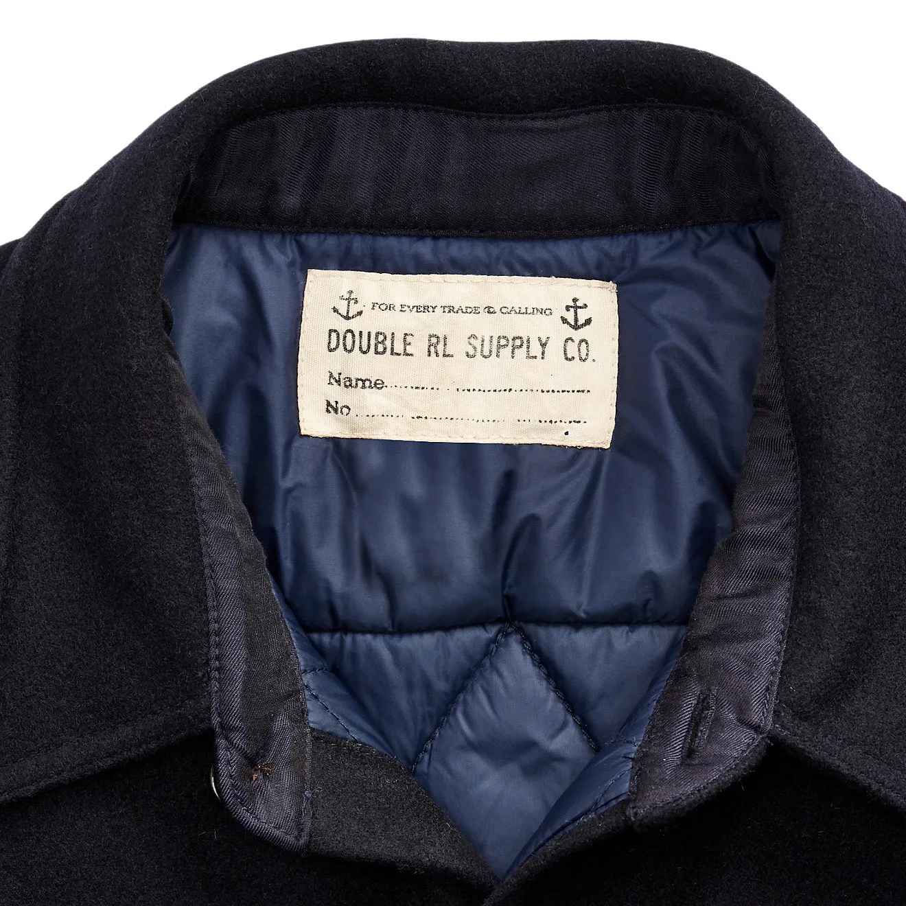 RRL by Ralph Lauren Quilted Wool Melton Overshirt Navy / Blue