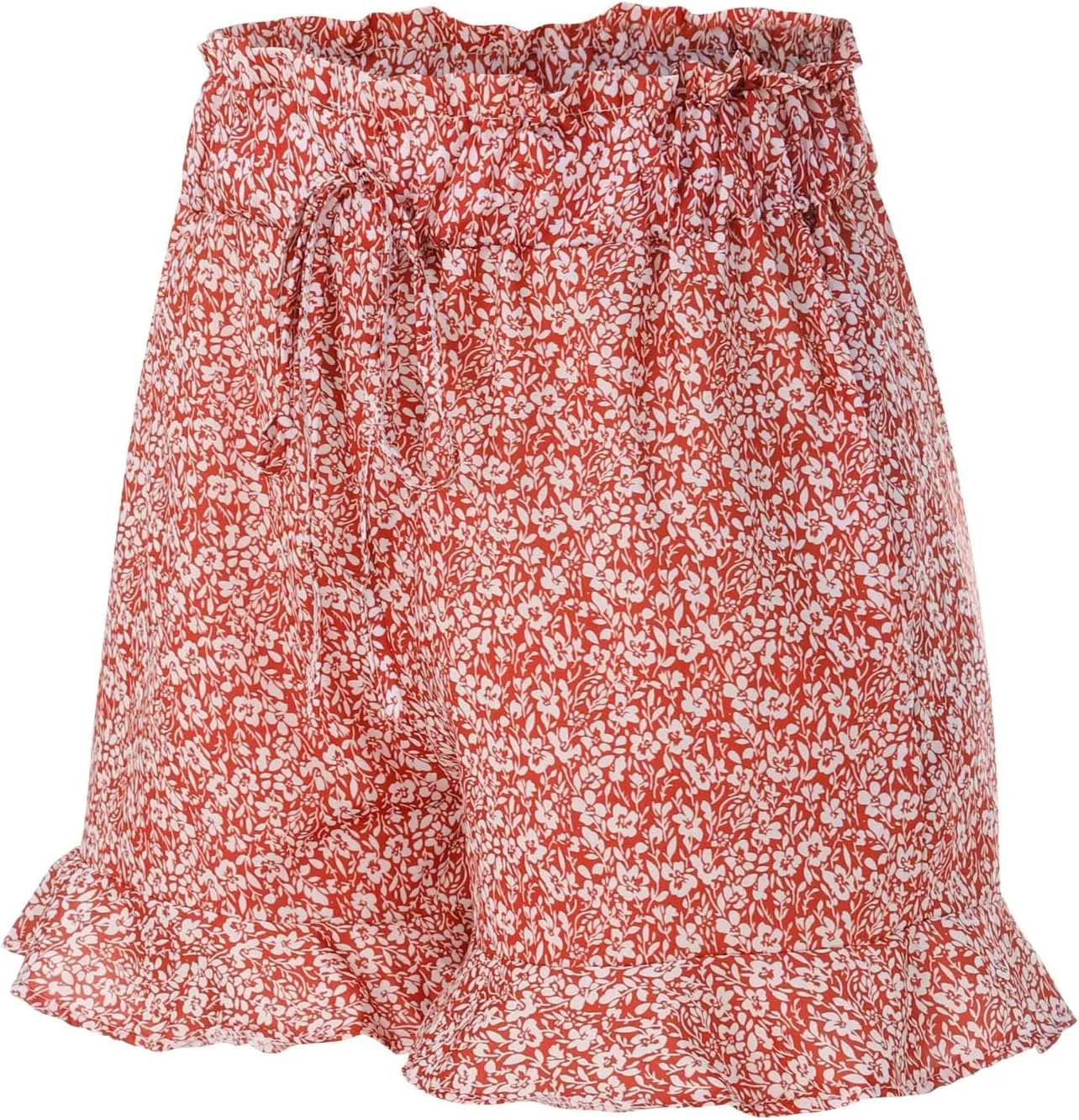 Rvidbe Flowy Shorts for Women Casual Boho Floral Skorts Ruffle Mini Skirts Summer Lightweight Chiffon Butterfly Shorts