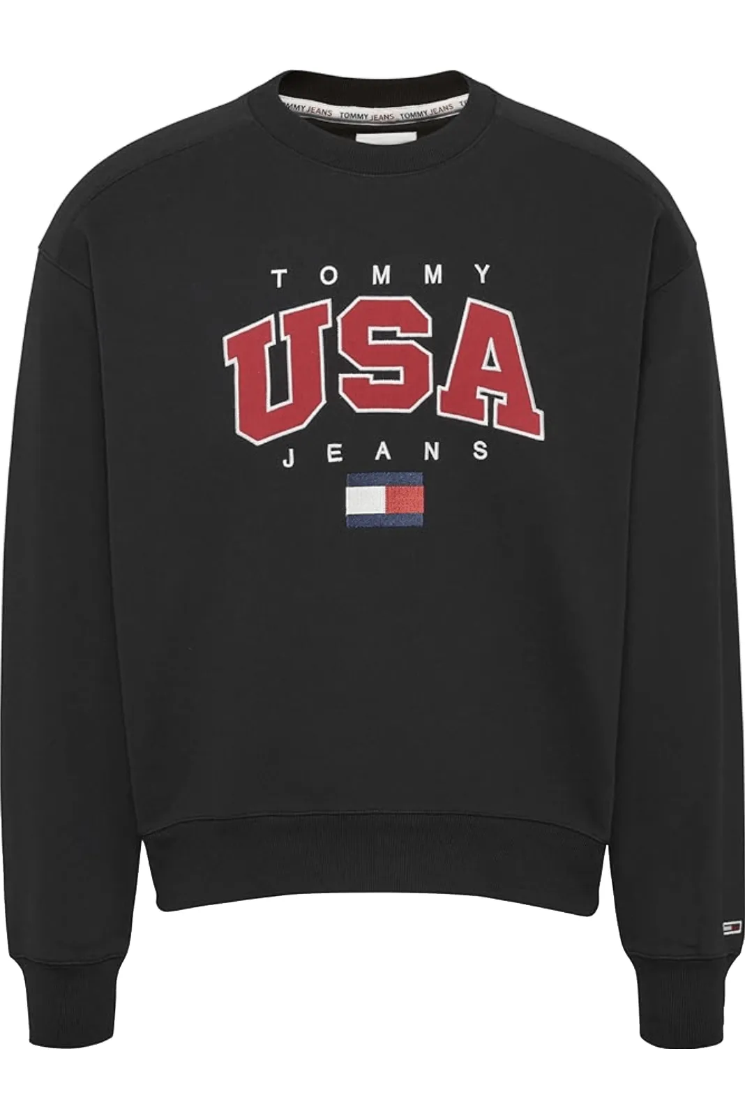 TOMMY JEANS USA CREW - BLACK