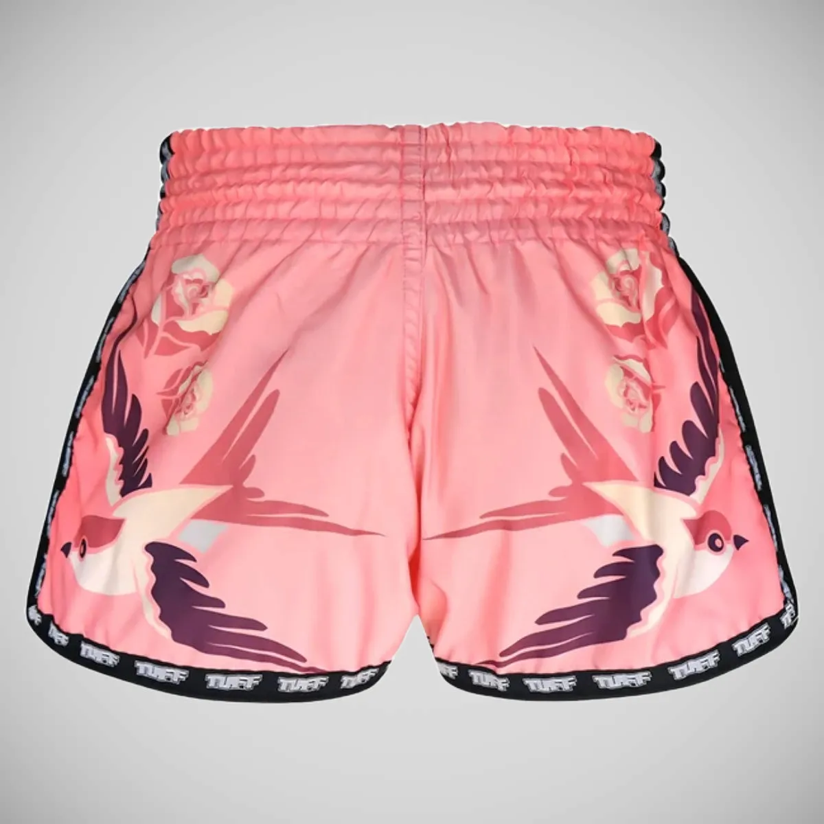 TUFF Sport MRS302 Retro Style Pink Birds with Rosesa Muay Thai Shorts