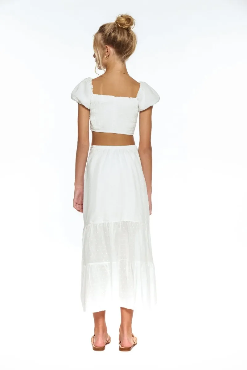 VALENTINA PUFF SHOULDER TOP AND MIDI SKIRT SET