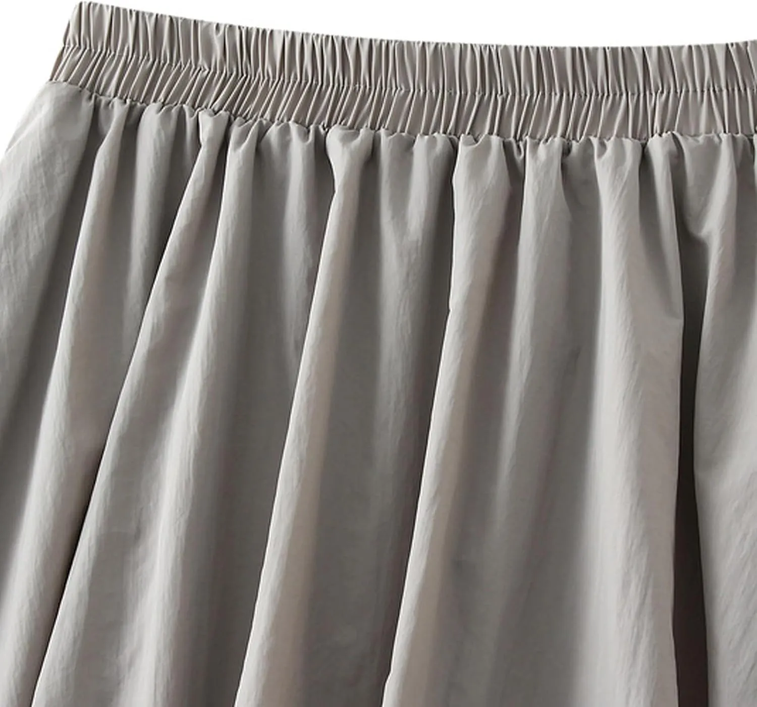 Womens Casual Boho Skirts Solid Lantern Skirt Trendy Pleated Elastic Waist Flower Bud A-line Skirt Beach Half Dress