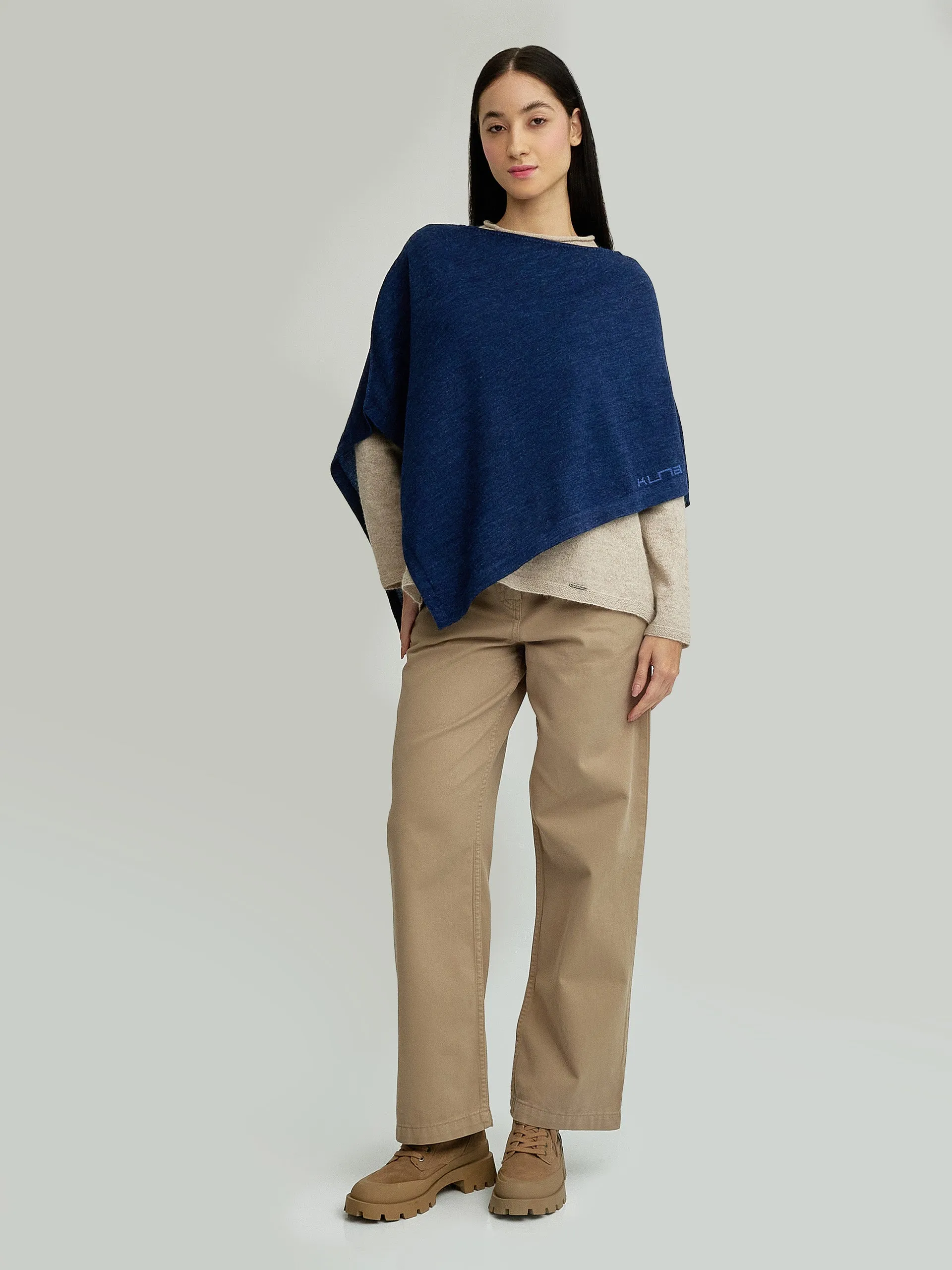 Yura Poncho Baby Alpaca Color Blue